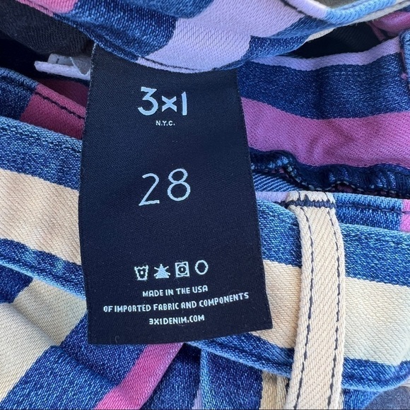 Anthropologie 3x1 Dustin High Rise Pleated Belted Striped Denim Shorts - Picture 13 of 15